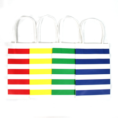  12CT STRIPE ASSORTED PRIMARY COLOR KRAFT BAG 