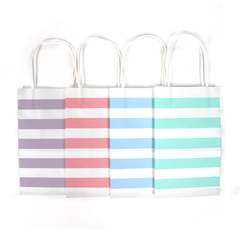  12CT STRIPE ASSORTED PASTEL COLOR KRAFT BAG 